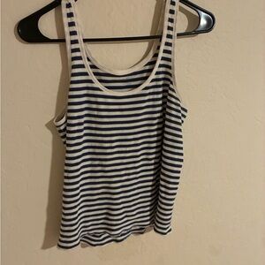 Brandy Melville Navy and White Striped Ribbed Tank